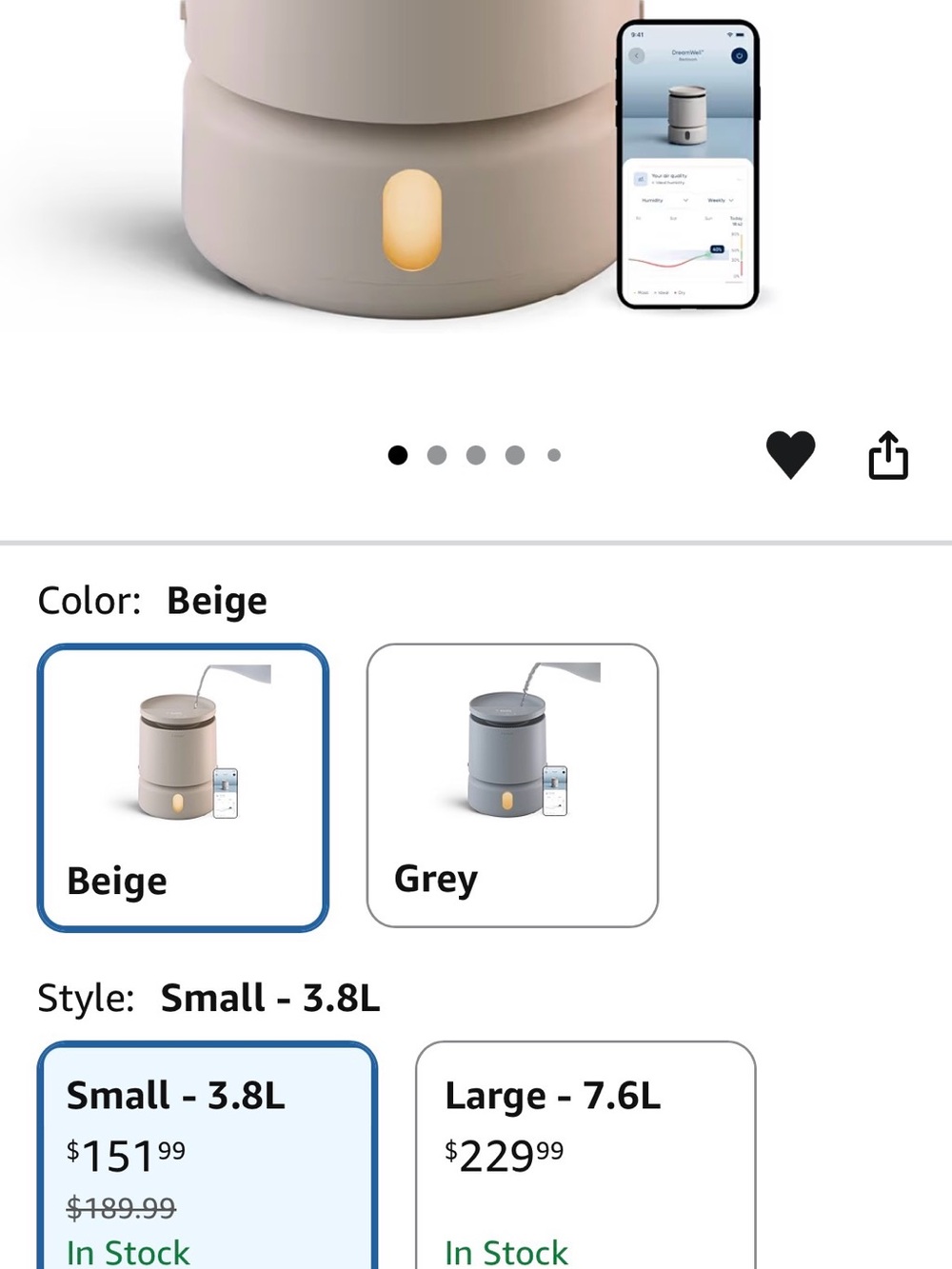 Beige Smart Humidifier with App Control by me